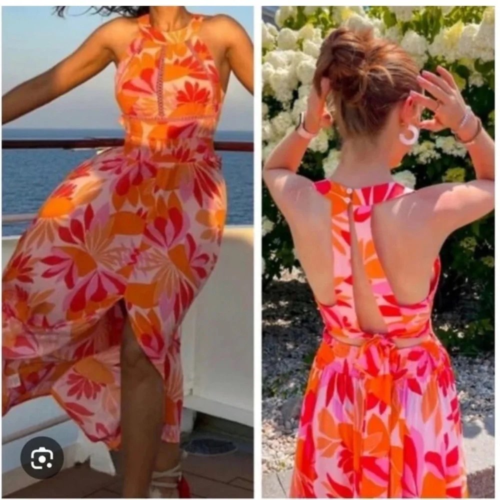 NWT Anthropologie Abel The Label Floral Maxi Dress Charlotte Backless Halter Med - Picture 4 of 9